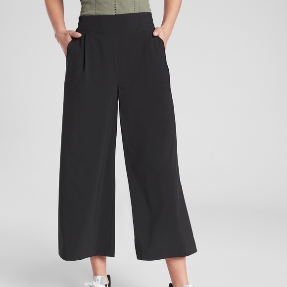 Athleta Brooklyn Wide Leg Crop Pants Black - Picture 4 of 13